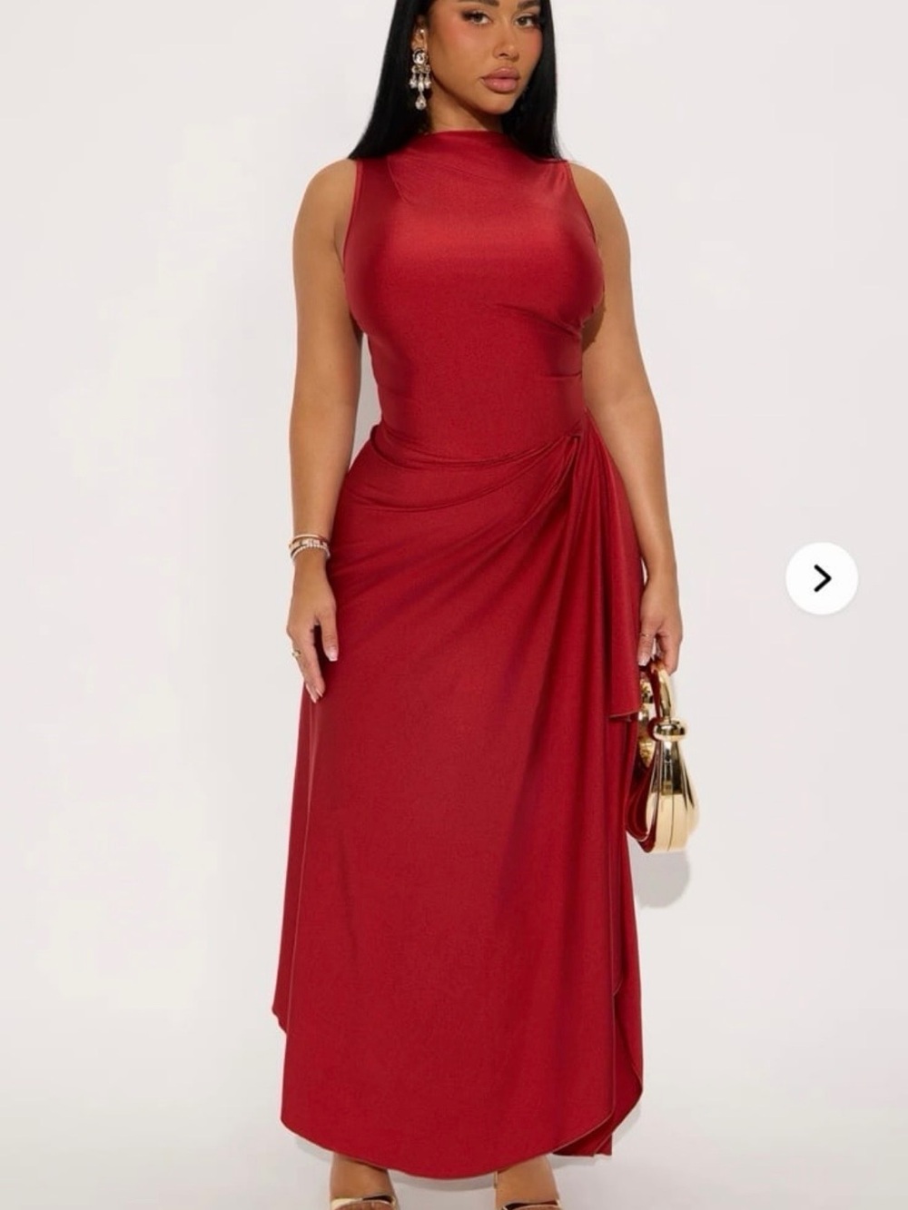 Fashion Nova Sleeveless Draped Maxi Dress in Red - Picture 4 of 5